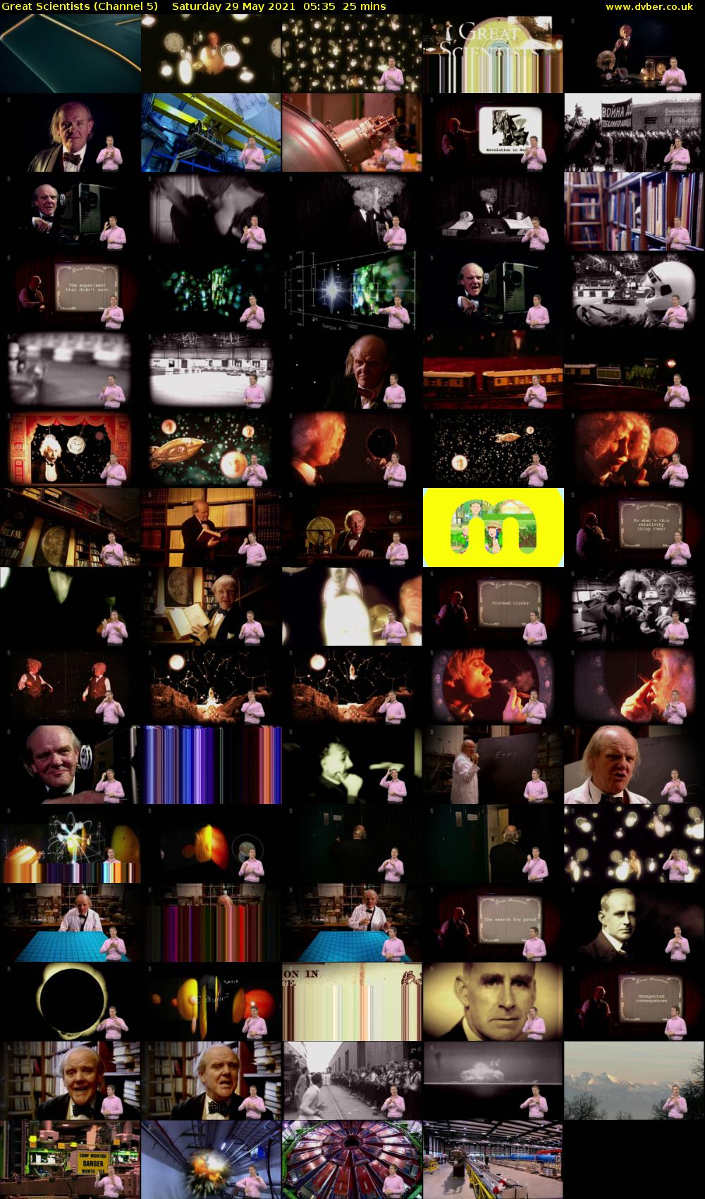 Great Scientists (Channel 5) Saturday 29 May 2021 05:35 - 06:00