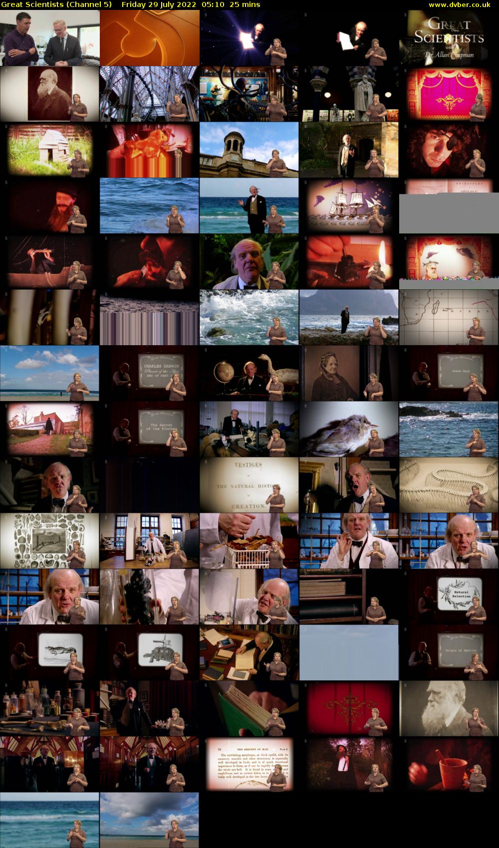 Great Scientists (Channel 5) Friday 29 July 2022 05:10 - 05:35