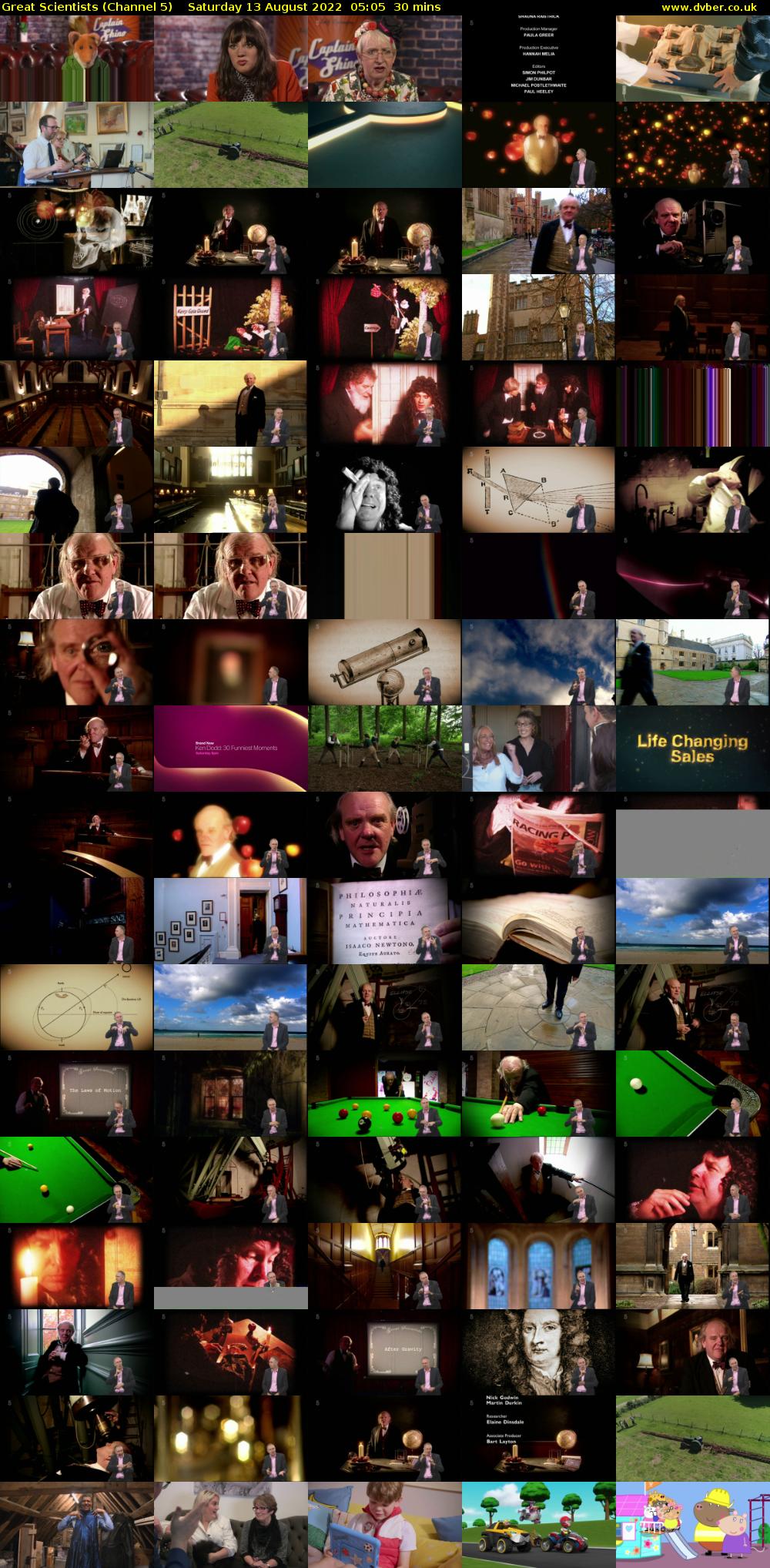 Great Scientists (Channel 5) Saturday 13 August 2022 05:05 - 05:35