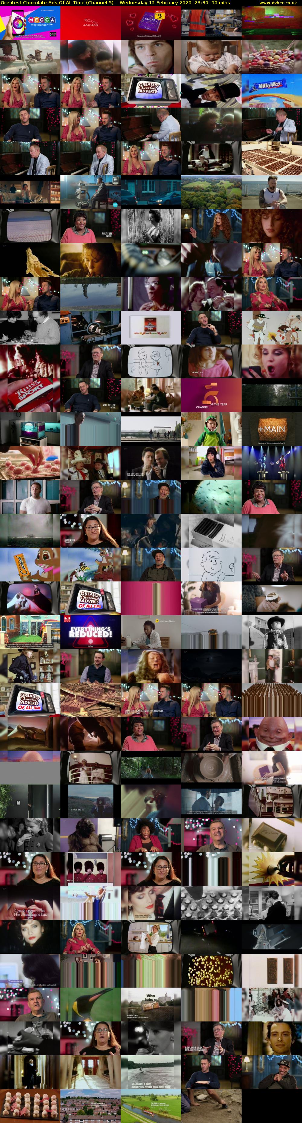 Greatest Chocolate Ads Of All Time (Channel 5) Wednesday 12 February 2020 23:30 - 01:00