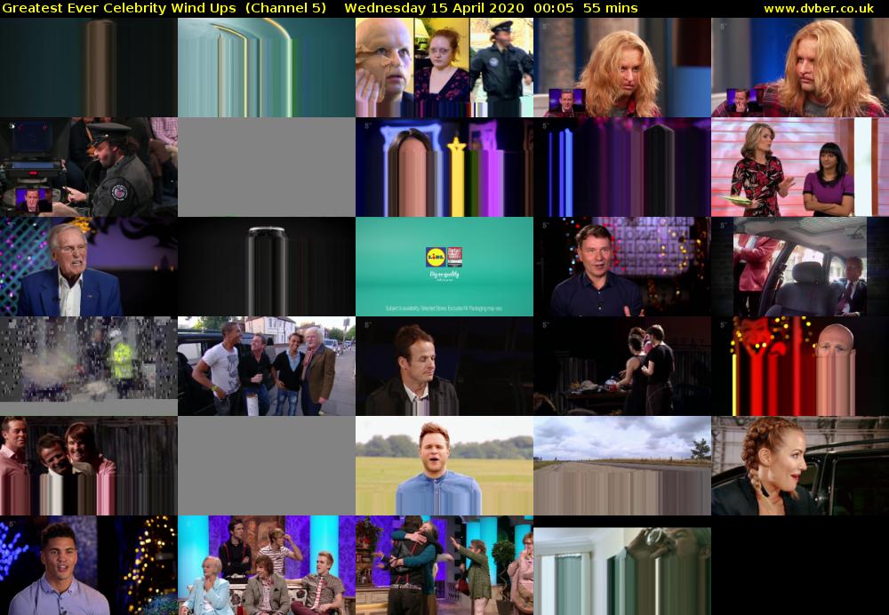 Greatest Ever Celebrity Wind Ups  (Channel 5) Wednesday 15 April 2020 00:05 - 01:00