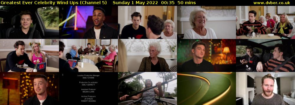 Greatest Ever Celebrity Wind Ups (Channel 5) Sunday 1 May 2022 00:35 - 01:25