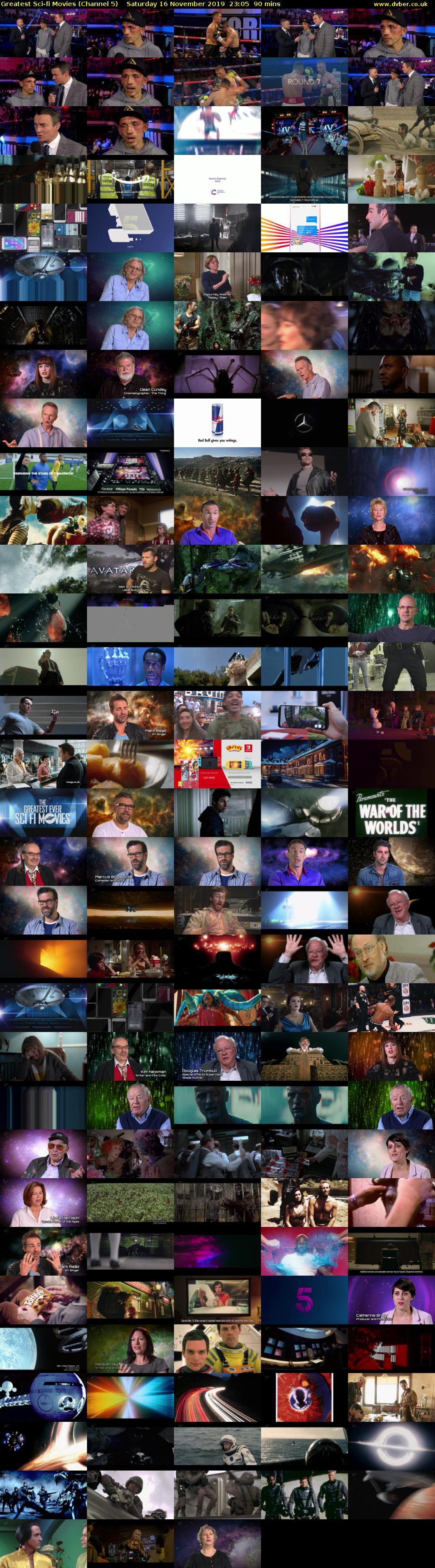 Greatest Sci-fi Movies (Channel 5) Saturday 16 November 2019 23:05 - 00:35