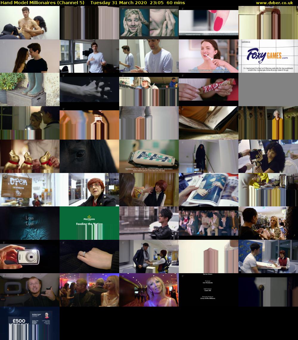 Hand Model Millionaires (Channel 5) Tuesday 31 March 2020 23:05 - 00:05
