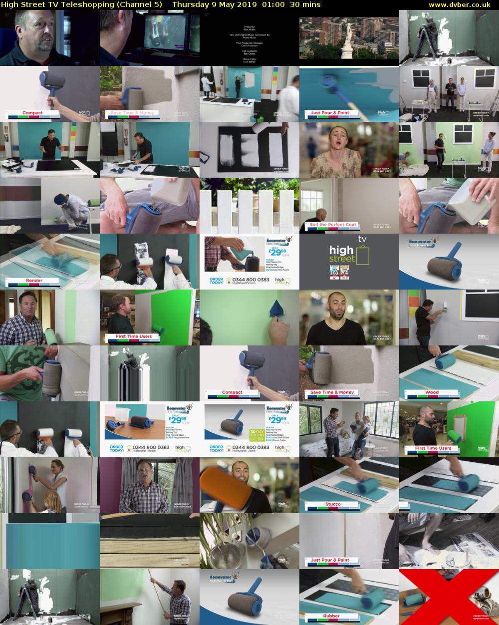 High Street TV Teleshopping (Channel 5) Thursday 9 May 2019 01:00 - 01:30