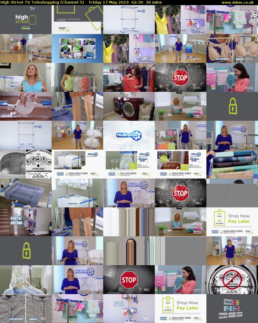 High Street TV Teleshopping (Channel 5) Friday 17 May 2019 02:30 - 03:00