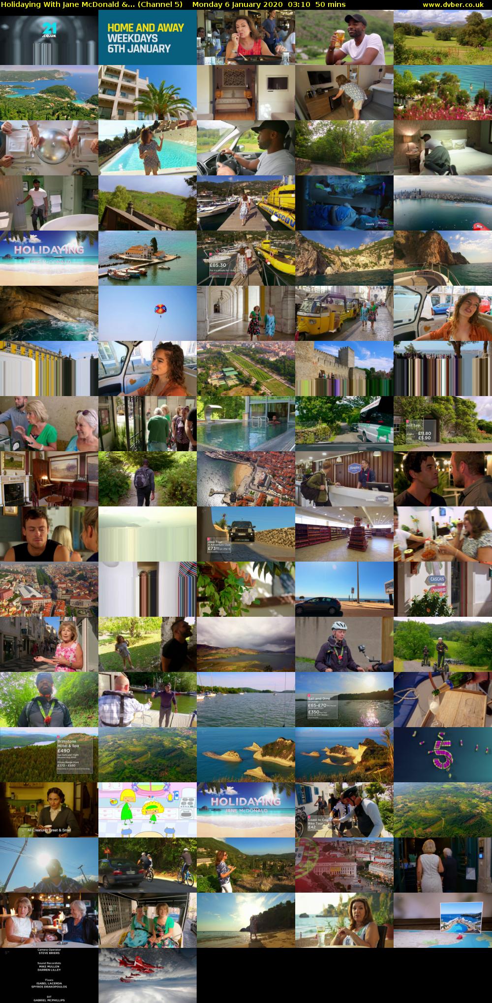 Holidaying With Jane McDonald &... (Channel 5) Monday 6 January 2020 03:10 - 04:00