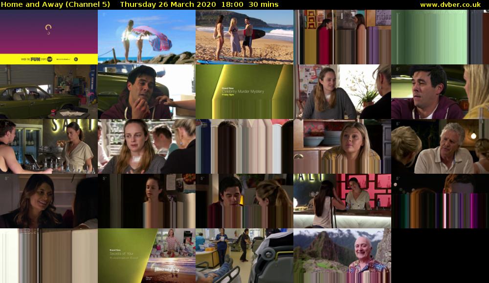 Home and Away (Channel 5) Thursday 26 March 2020 18:00 - 18:30