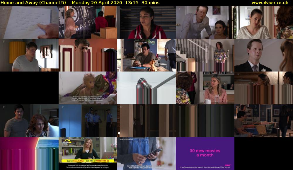 Home and Away (Channel 5) Monday 20 April 2020 13:15 - 13:45
