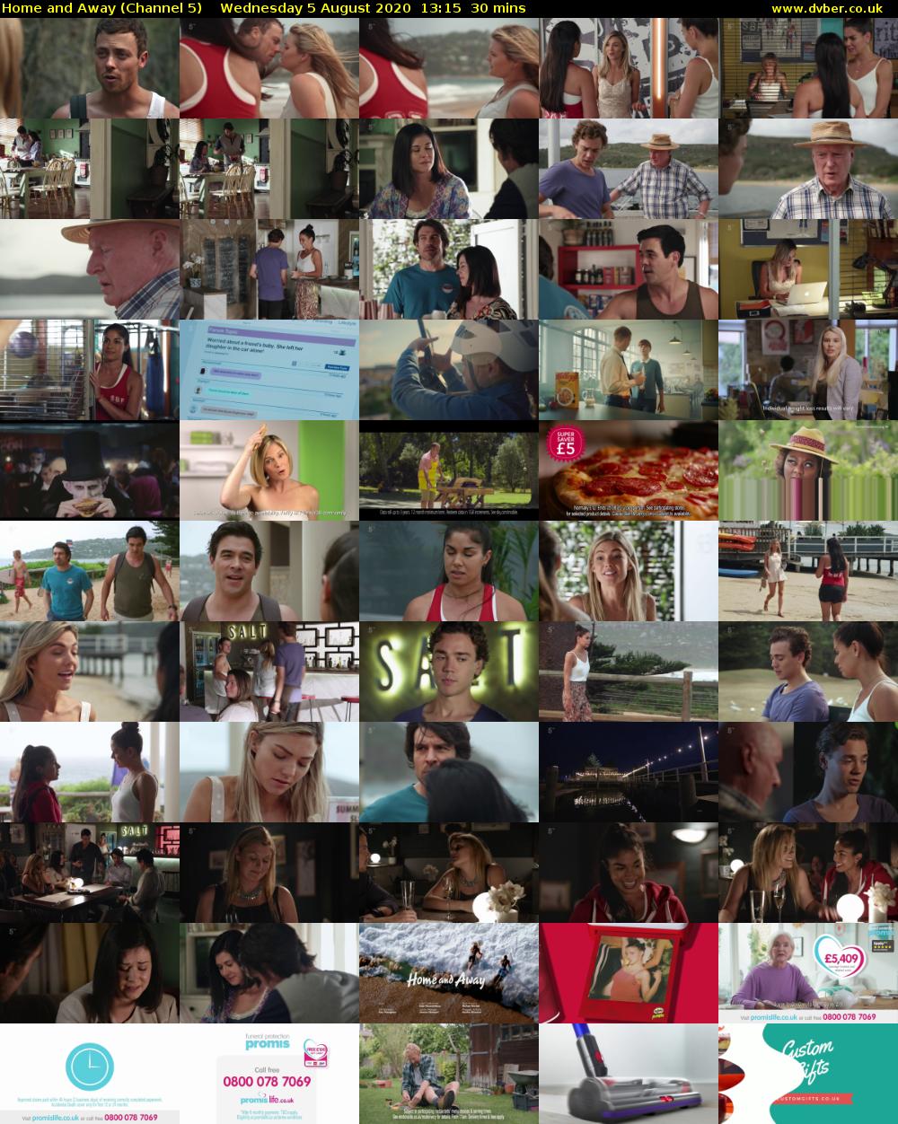 Home and Away (Channel 5) Wednesday 5 August 2020 13:15 - 13:45