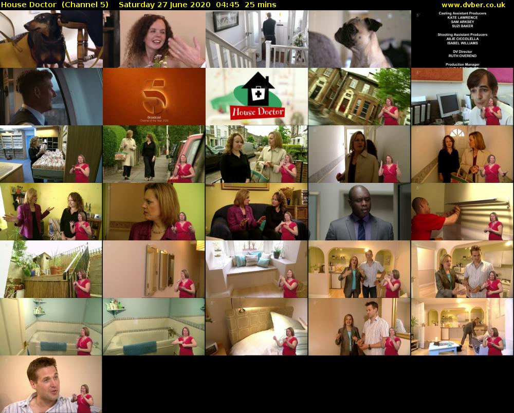 House Doctor  (Channel 5) Saturday 27 June 2020 04:45 - 05:10