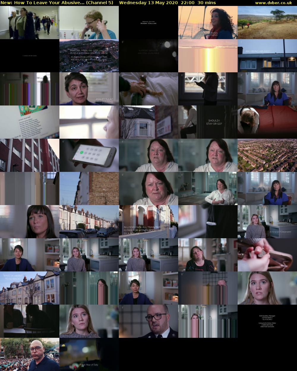 How To Leave Your Abusive... (Channel 5) Wednesday 13 May 2020 22:00 - 22:30