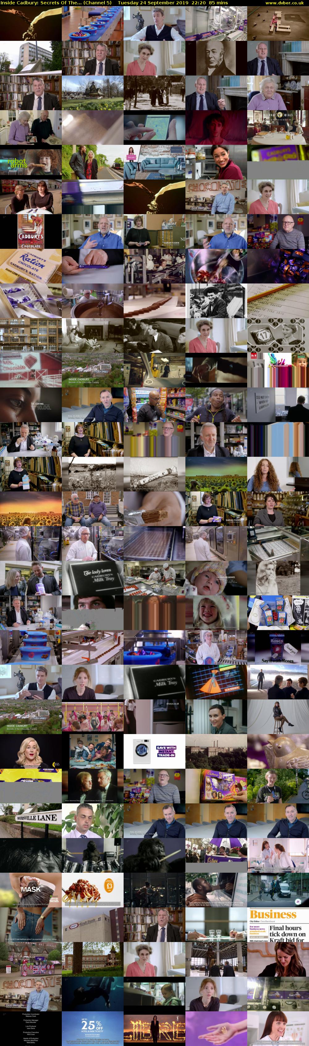 Inside Cadbury: Secrets Of The... (Channel 5) Tuesday 24 September 2019 22:20 - 23:45
