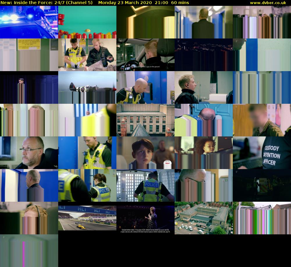 Inside the Force: 24/7 (Channel 5) Monday 23 March 2020 21:00 - 22:00