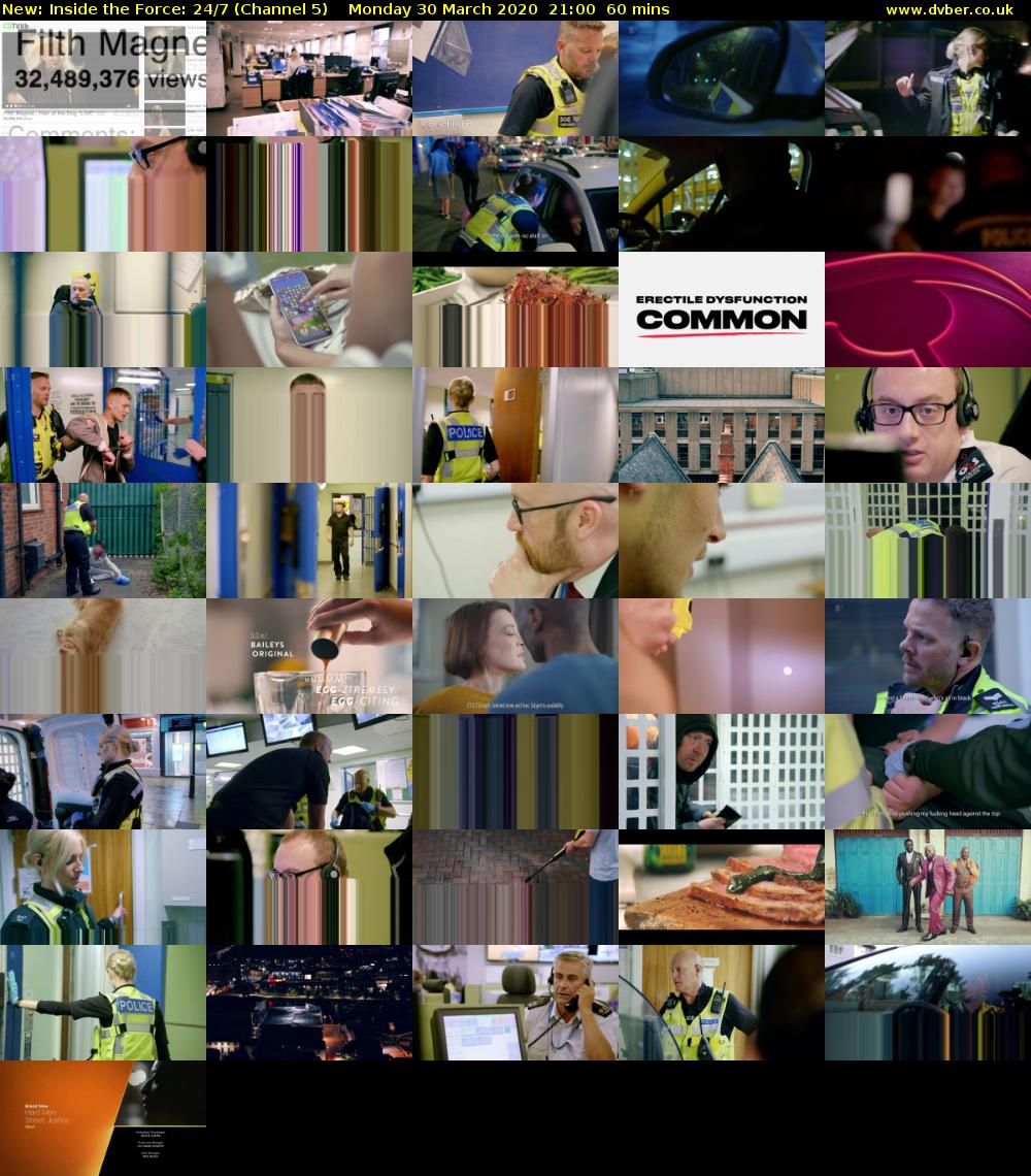 Inside the Force: 24/7 (Channel 5) Monday 30 March 2020 21:00 - 22:00