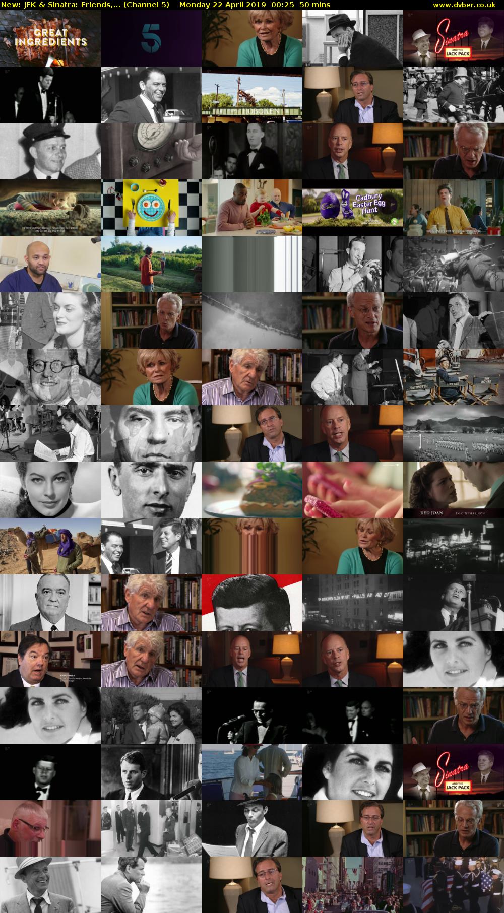 JFK & Sinatra: Friends,... (Channel 5) Monday 22 April 2019 00:25 - 01:15