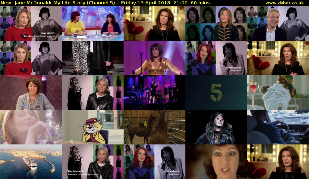 Jane McDonald: My Life Story (Channel 5) Friday 13 April 2018 21:00 - 22:00