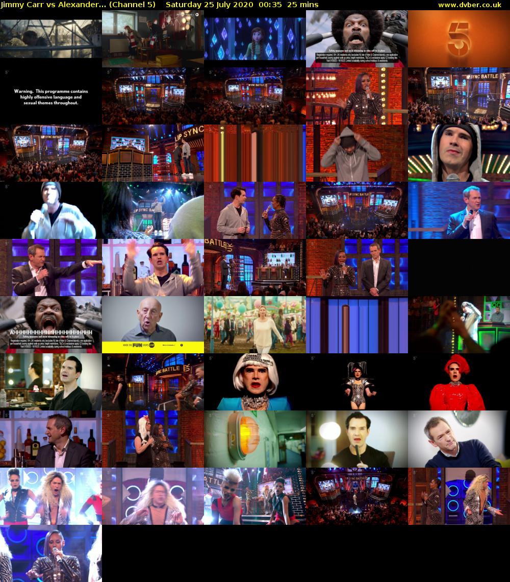 Jimmy Carr vs Alexander... (Channel 5) Saturday 25 July 2020 00:35 - 01:00