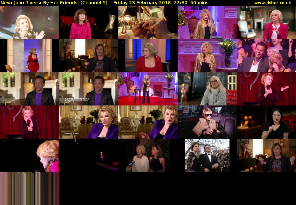 Joan Rivers: By Her Friends (Channel 5) Friday 23 February 2018 22:30 - 23:30