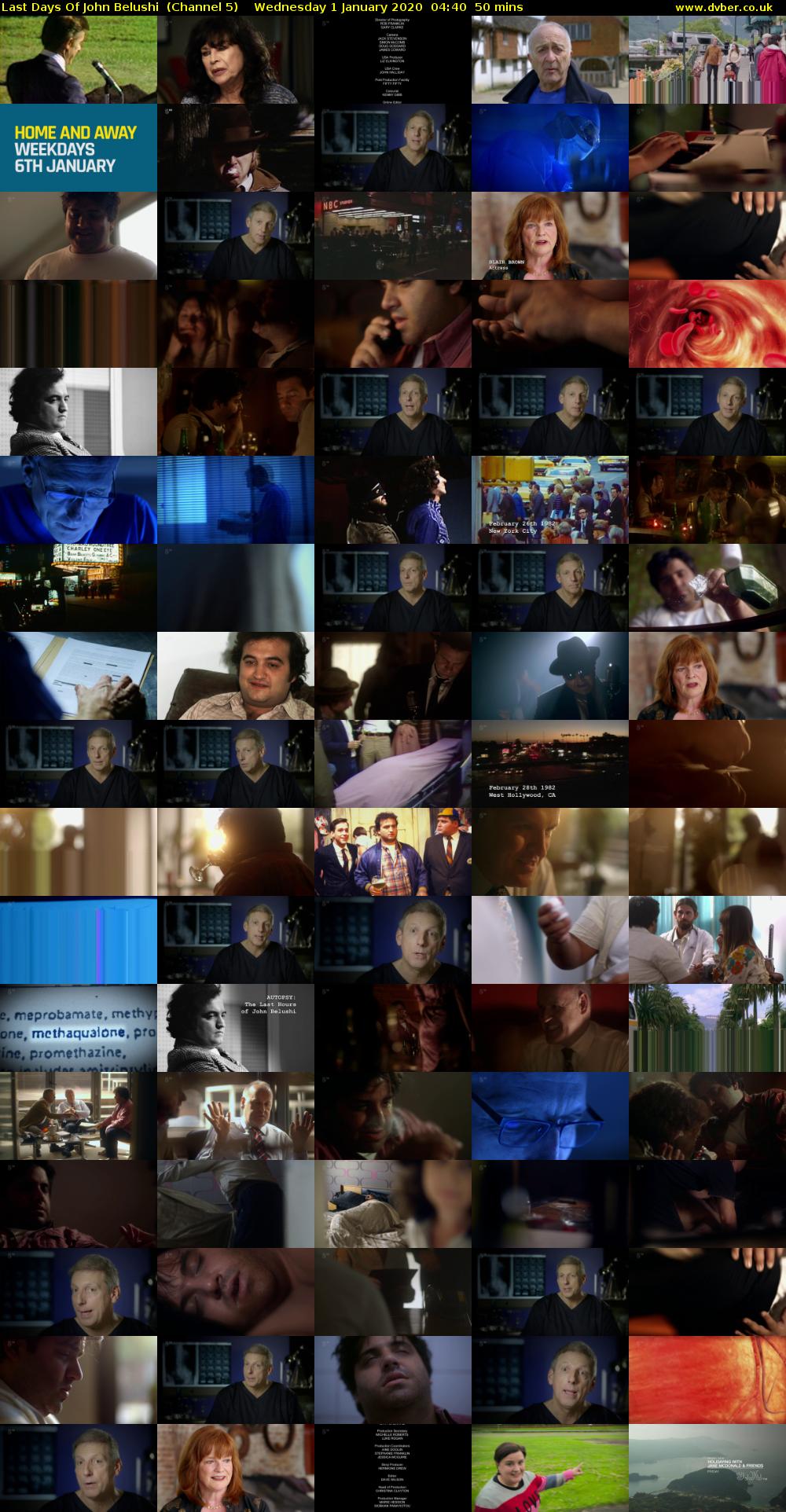 Last Days Of John Belushi  (Channel 5) Wednesday 1 January 2020 04:40 - 05:30