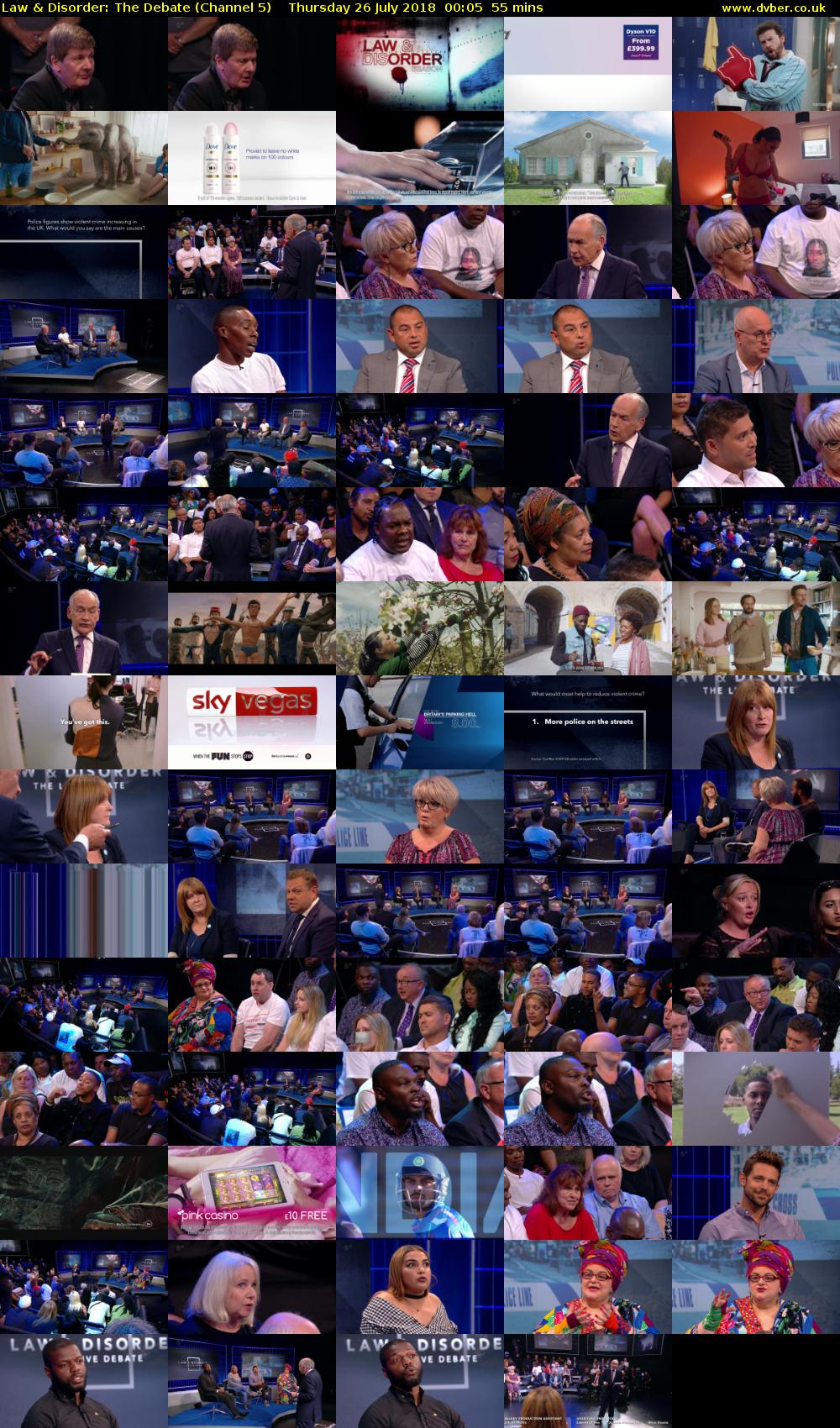 Law & Disorder: The Debate (Channel 5) Thursday 26 July 2018 00:05 - 01:00