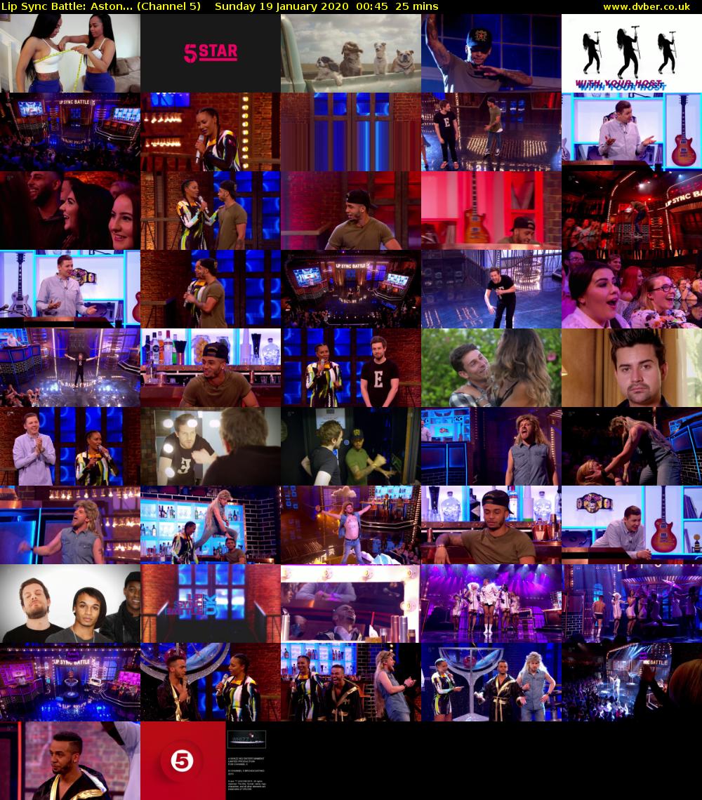 Lip Sync Battle: Aston... (Channel 5) Sunday 19 January 2020 00:45 - 01:10