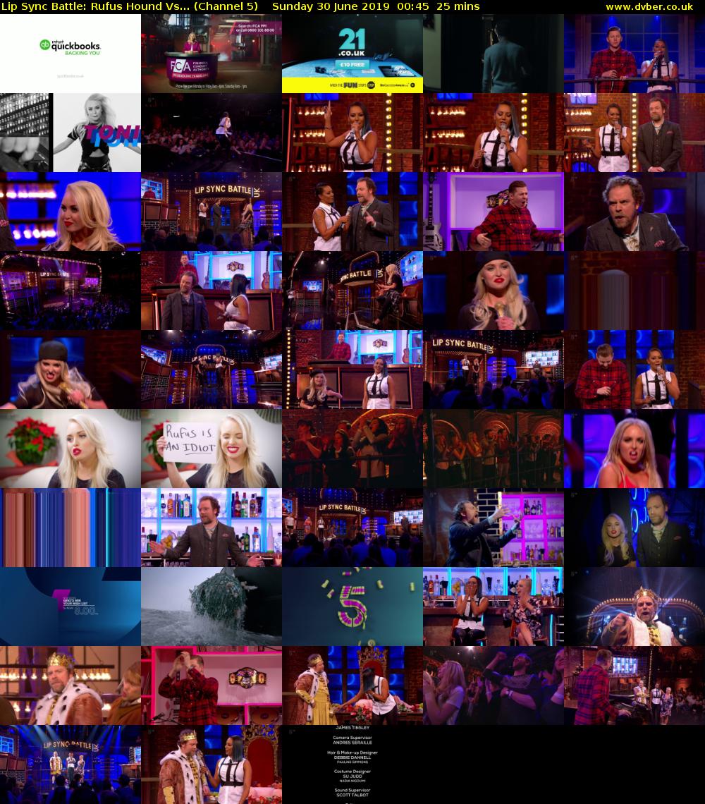 Lip Sync Battle: Rufus Hound Vs... (Channel 5) Sunday 30 June 2019 00:45 - 01:10