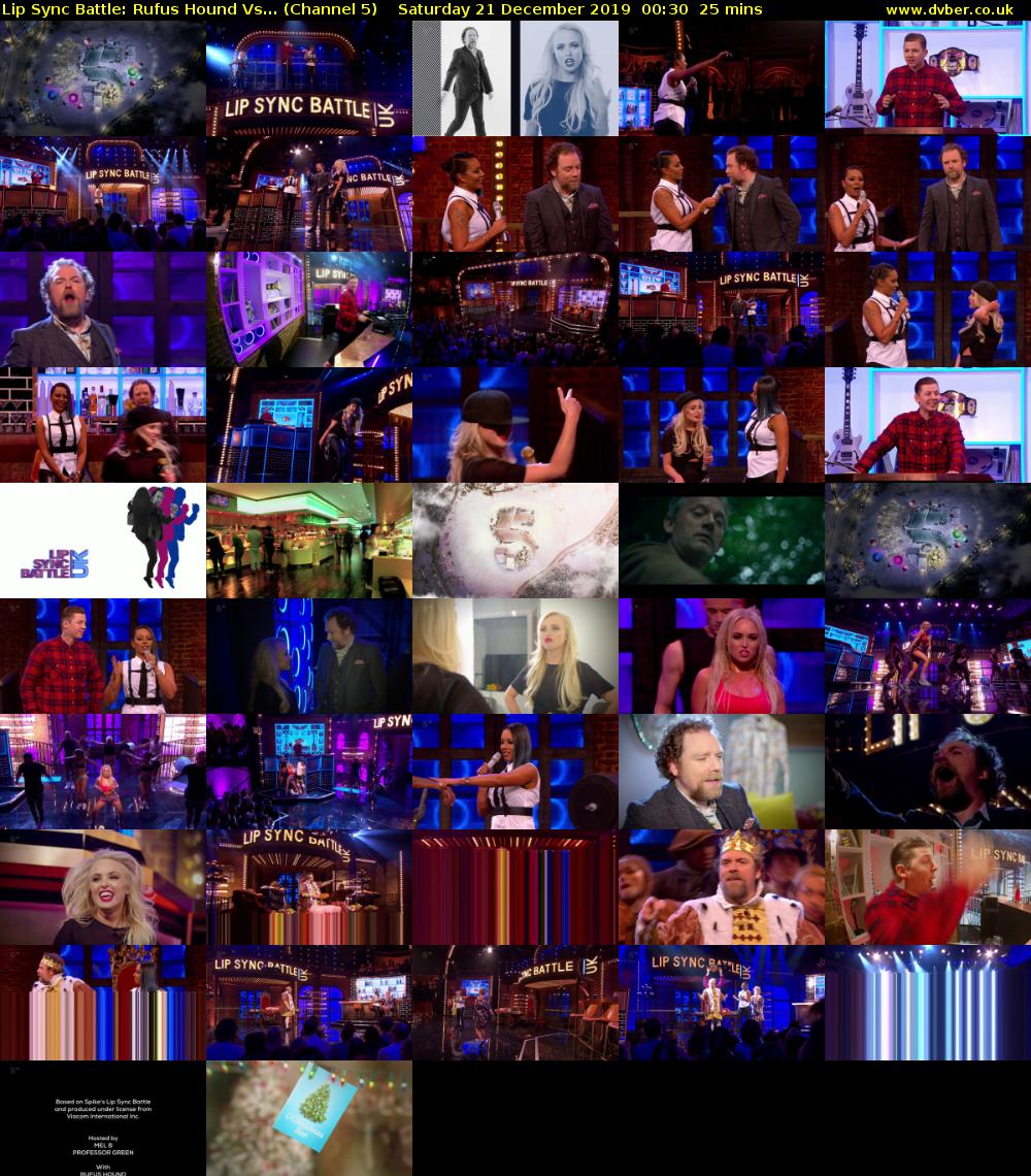 Lip Sync Battle: Rufus Hound Vs... (Channel 5) Saturday 21 December 2019 00:30 - 00:55