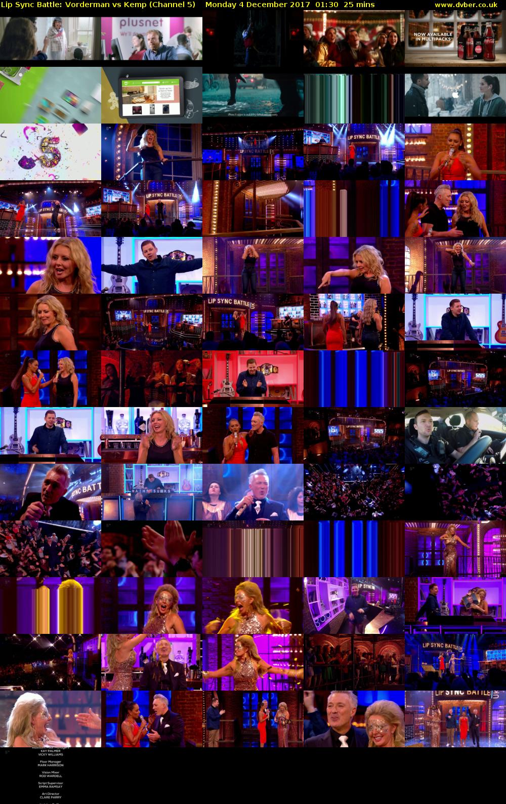 Lip Sync Battle: Vorderman vs Kemp (Channel 5) Monday 4 December 2017 01:30 - 01:55