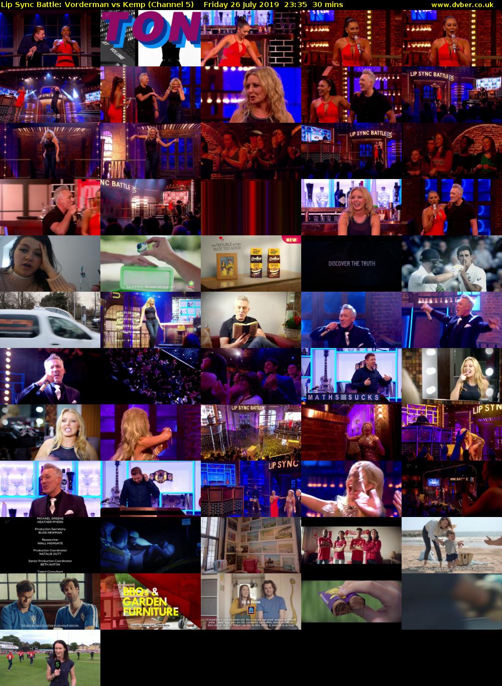 Lip Sync Battle: Vorderman vs Kemp (Channel 5) Friday 26 July 2019 23:35 - 00:05