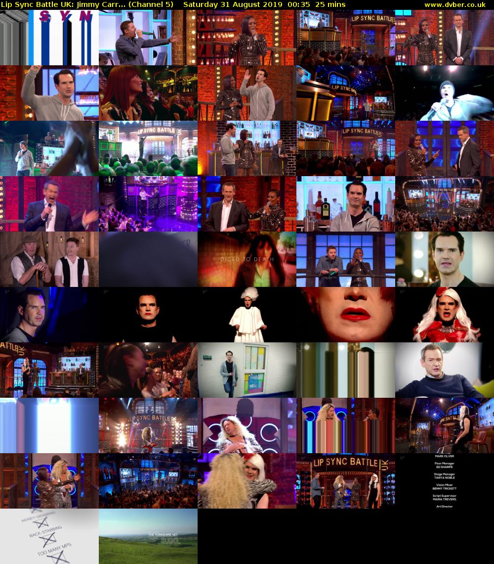 Lip Sync Battle UK: Jimmy Carr... (Channel 5) Saturday 31 August 2019 00:35 - 01:00