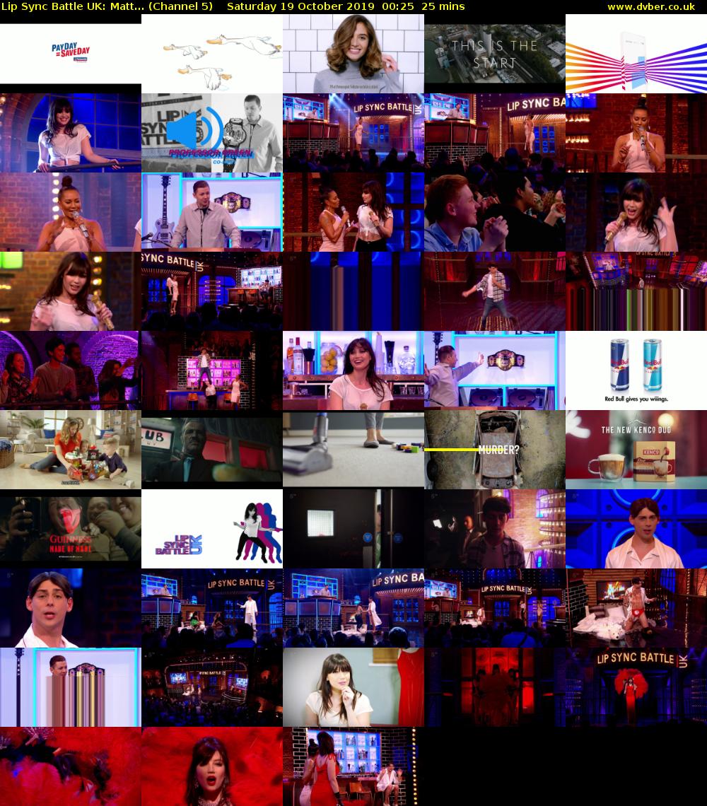 Lip Sync Battle UK: Matt... (Channel 5) Saturday 19 October 2019 00:25 - 00:50