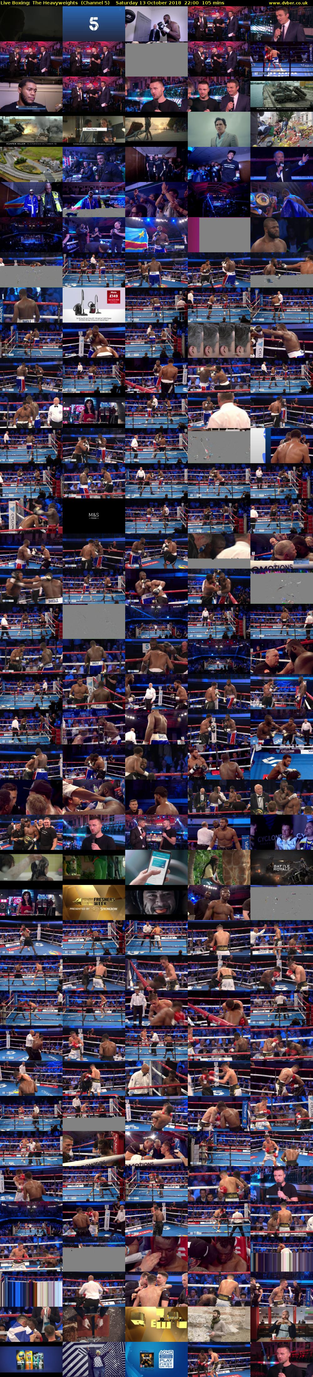 Live Boxing: The Heavyweights  (Channel 5) Saturday 13 October 2018 22:00 - 23:45