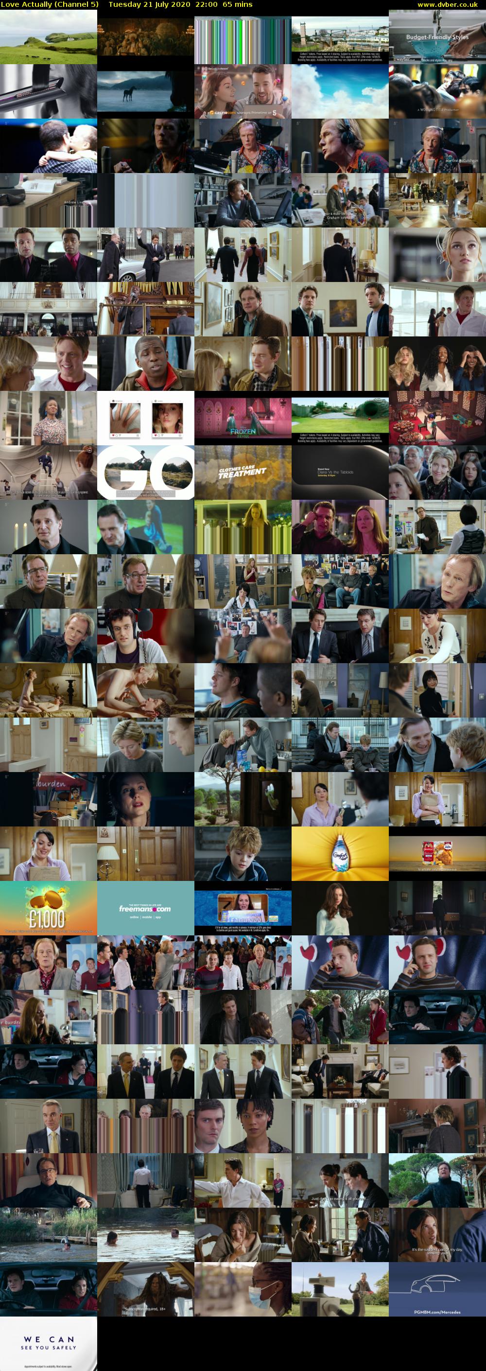 Love Actually (Channel 5) Tuesday 21 July 2020 22:00 - 23:05