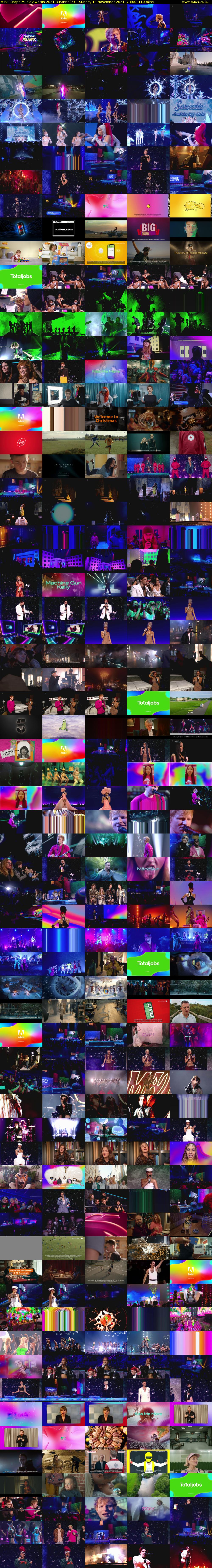 MTV Europe Music Awards 2021 (Channel 5) Sunday 14 November 2021 23:00 - 00:50