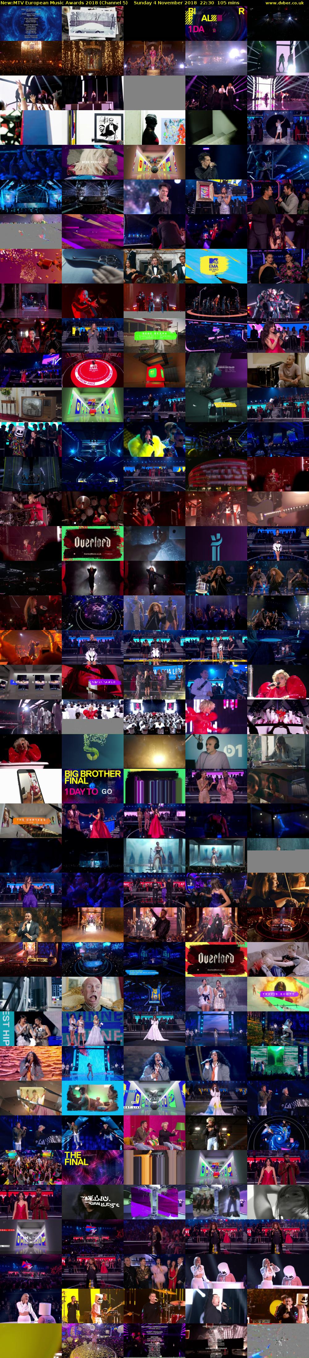 MTV European Music Awards 2018 (Channel 5) Sunday 4 November 2018 22:30 - 00:15