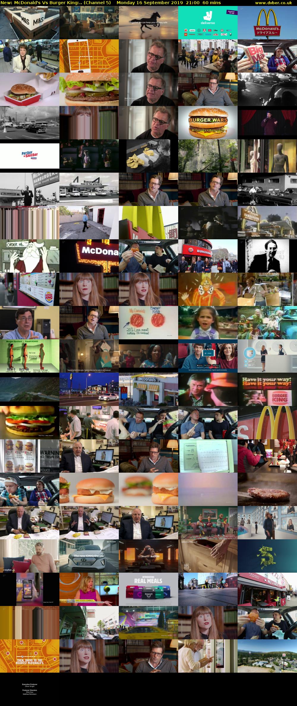 McDonald's Vs Burger King:.. (Channel 5) Monday 16 September 2019 21:00 - 22:00