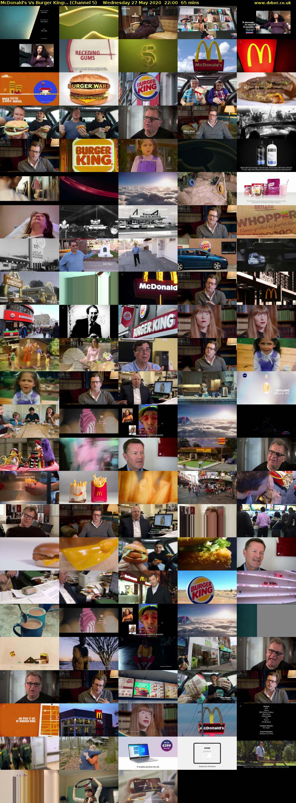 McDonald's Vs Burger King:.. (Channel 5) Wednesday 27 May 2020 22:00 - 23:05
