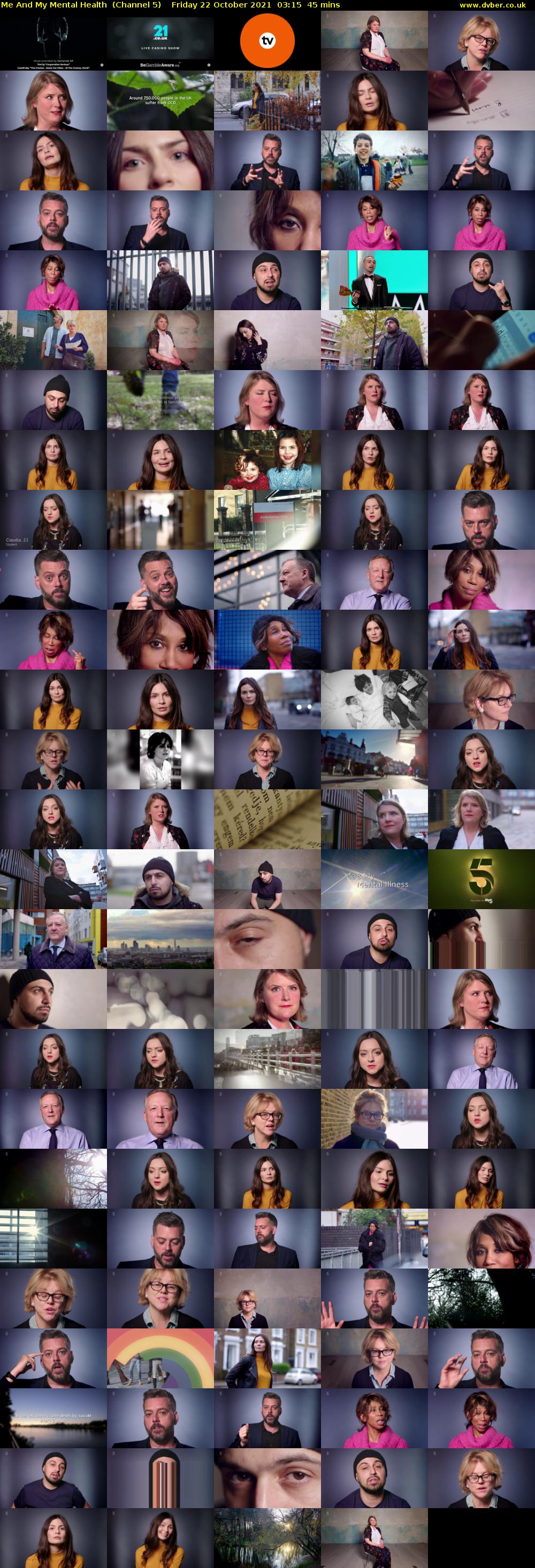 Me And My Mental Health  (Channel 5) Friday 22 October 2021 03:15 - 04:00
