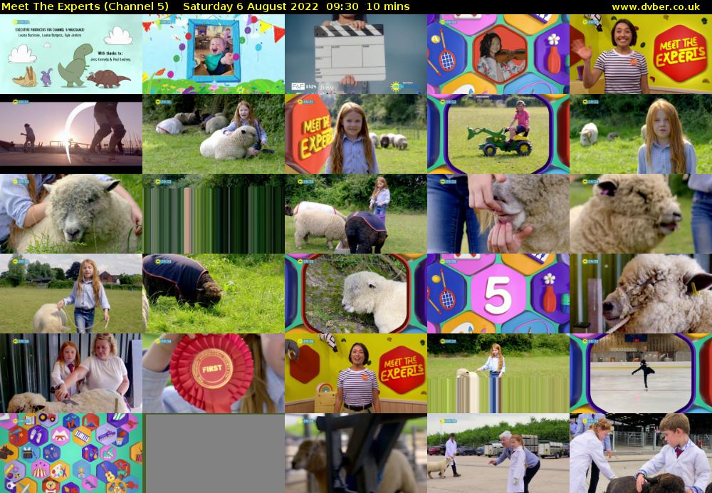 Meet The Experts (Channel 5) Saturday 6 August 2022 09:30 - 09:40