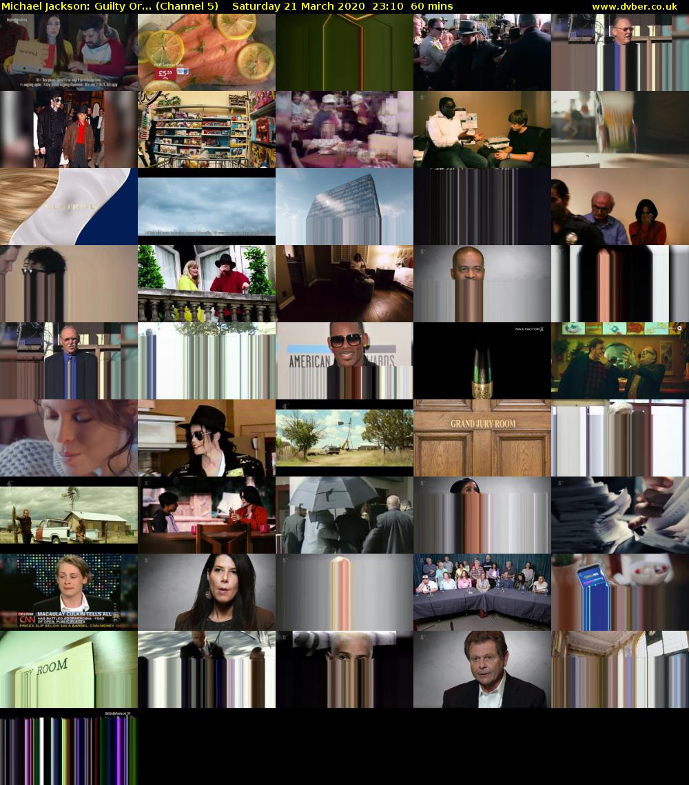 Michael Jackson: Guilty Or... (Channel 5) Saturday 21 March 2020 23:10 - 00:10