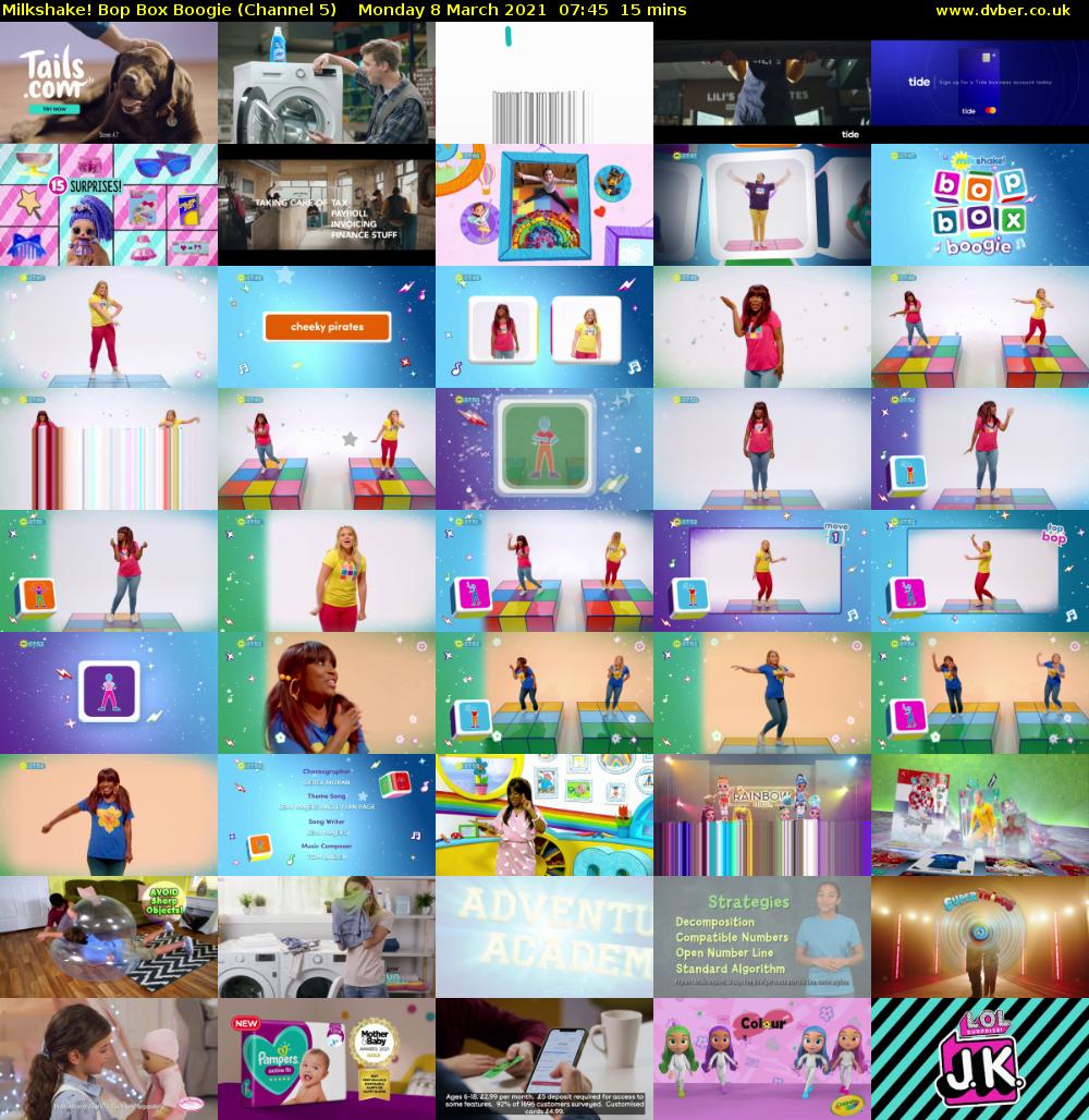Milkshake! Bop Box Boogie (Channel 5) Monday 8 March 2021 07:45 - 08:00