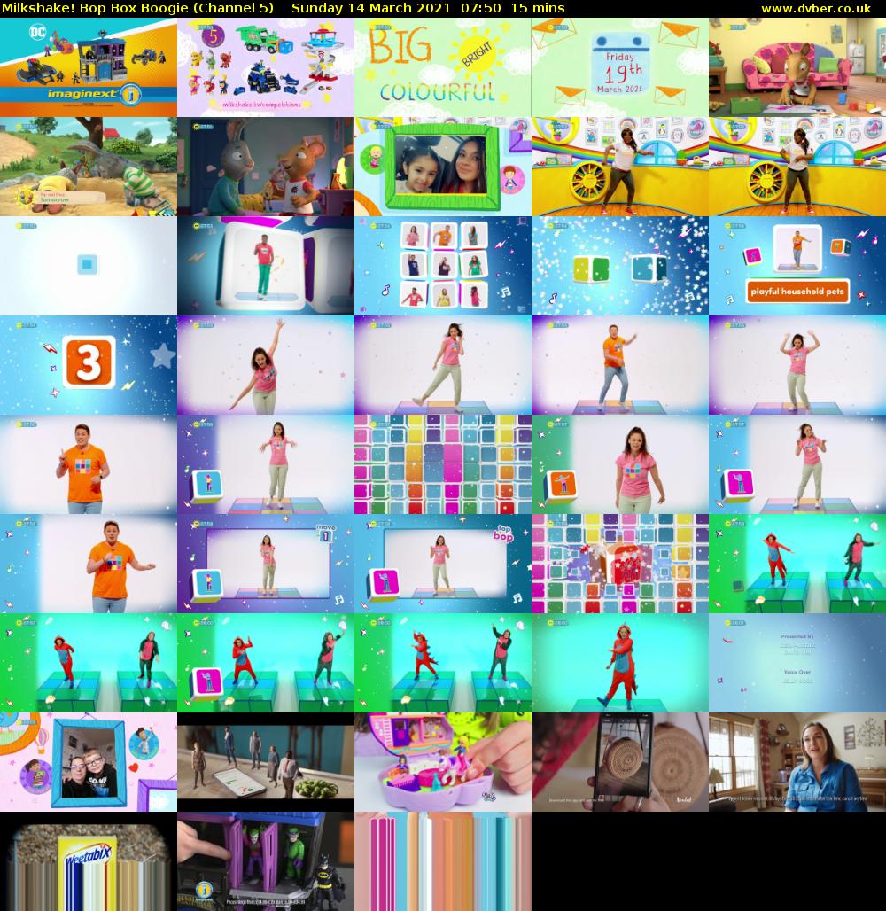 Milkshake! Bop Box Boogie (Channel 5) Sunday 14 March 2021 07:50 - 08:05