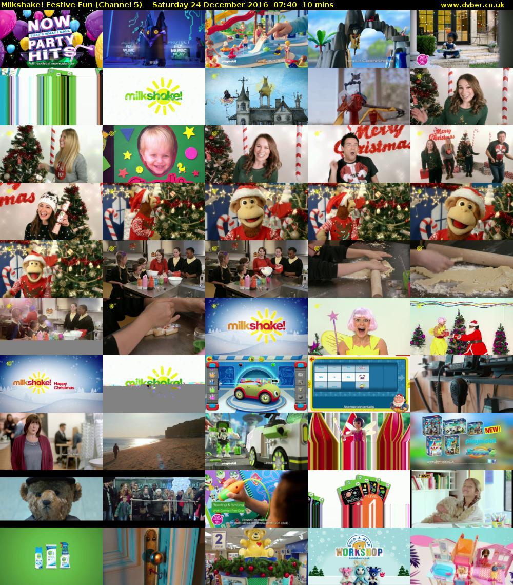 Milkshake! Festive Fun (Channel 5) Saturday 24 December 2016 07:40 - 07:50