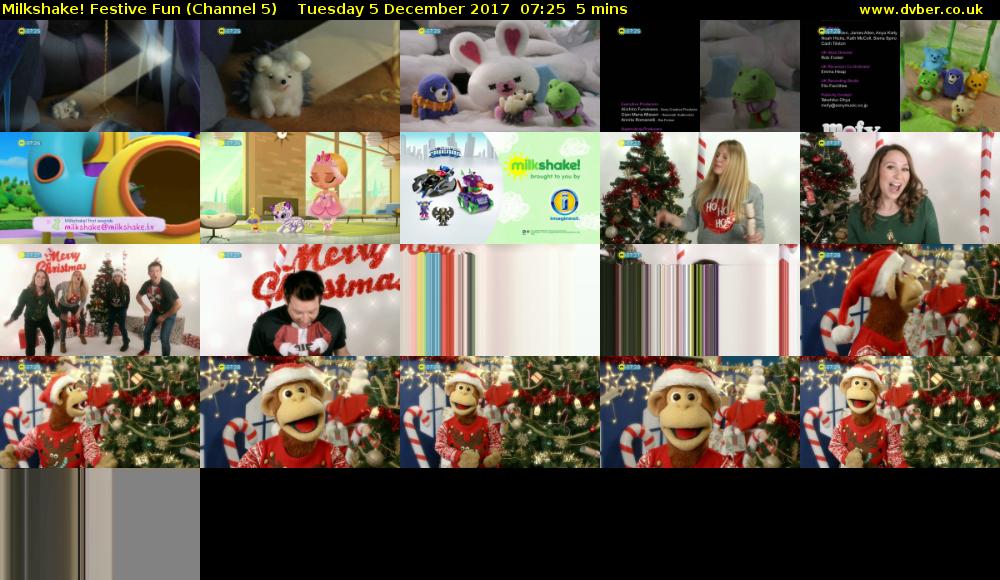 Milkshake! Festive Fun (Channel 5) Tuesday 5 December 2017 07:25 - 07:30