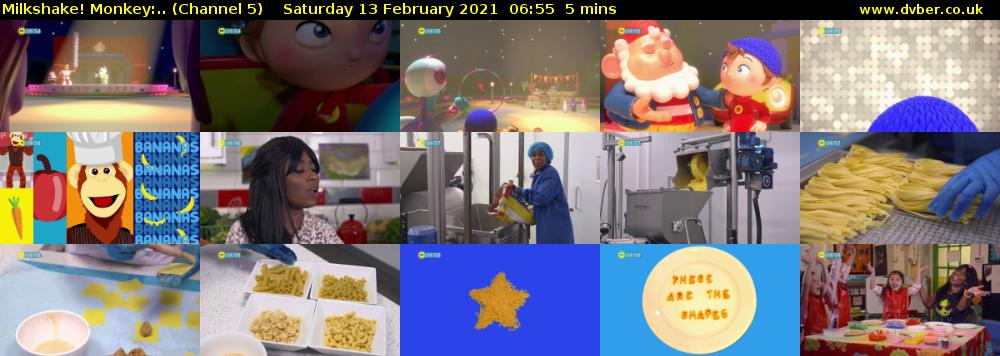 Milkshake! Monkey:.. (Channel 5) Saturday 13 February 2021 06:55 - 07:00