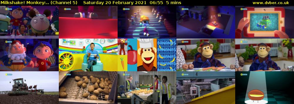 Milkshake! Monkey:.. (Channel 5) Saturday 20 February 2021 06:55 - 07:00