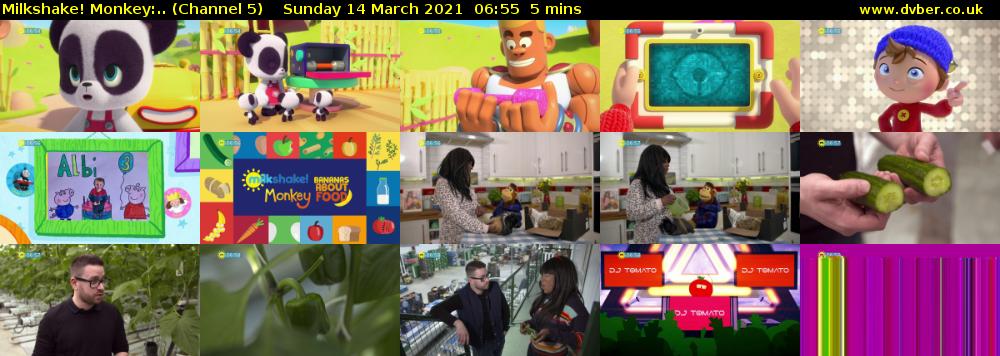 Milkshake! Monkey:.. (Channel 5) Sunday 14 March 2021 06:55 - 07:00