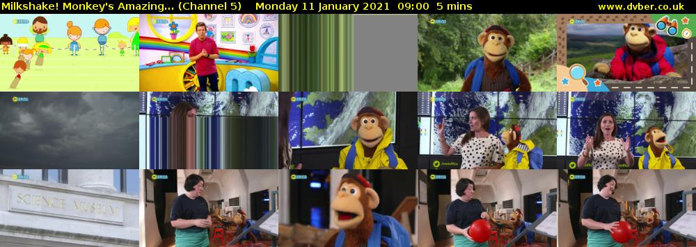 Milkshake! Monkey's Amazing... (Channel 5) Monday 11 January 2021 09:00 - 09:05