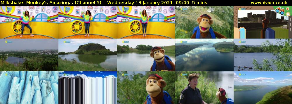 Milkshake! Monkey's Amazing... (Channel 5) Wednesday 13 January 2021 09:00 - 09:05